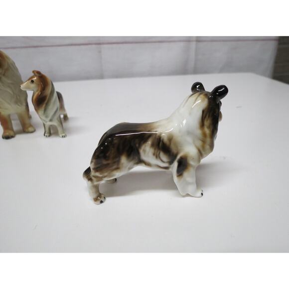 Vintage Collie Sheltie Dogs Figurines Set of 3 Miniature Japan Bone China - Picture 3 of 12